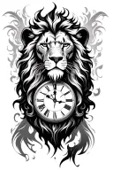 Lion Clock God tattoo design idea