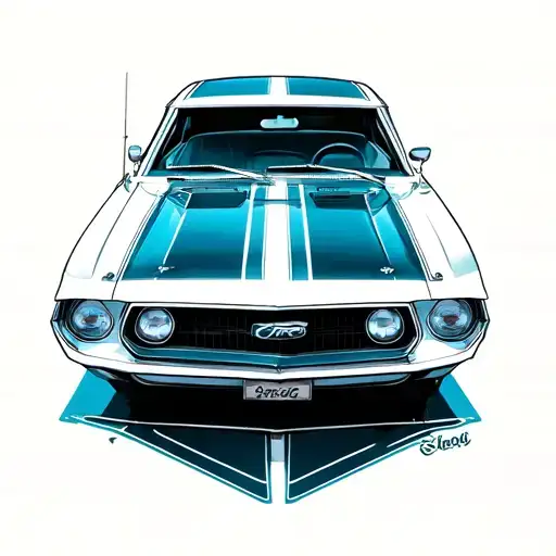ford mustang 1968 Dodge Charger side view tattoo design idea