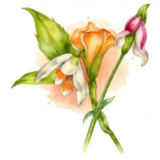 snowdrop and carnation flower tattoo design idea