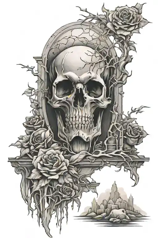 Graveyard full sleeve tattoo design idea