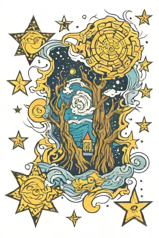 starry night van gogh tattoo design idea