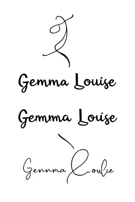 "Gemma Louise " Script lettering tattoo design idea