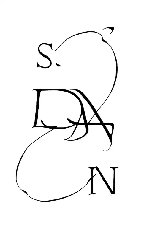 letters 'S D A N' strangled tattoo design idea