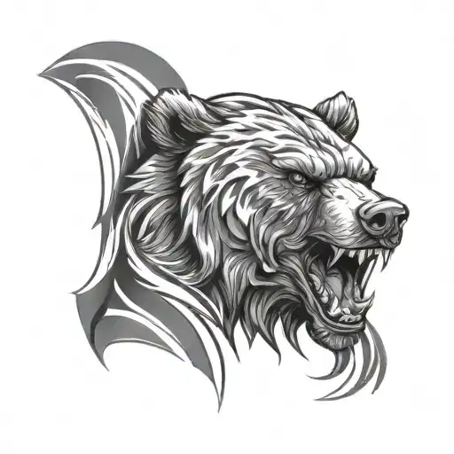 angry bear head tattoo holding tattoo design idea