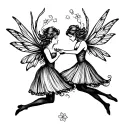 I want 2 fairies physically fighting each other tattoo design idea