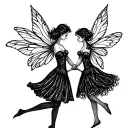 I want 2 fairies physically fighting each other tattoo design idea