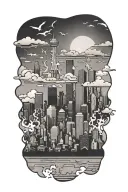 houston,tx skyline be someone puzzle piece made tattoo design idea