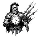 Spartan with time clock tattoo design idea