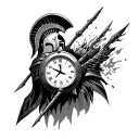 Spartan with time clock tattoo design idea