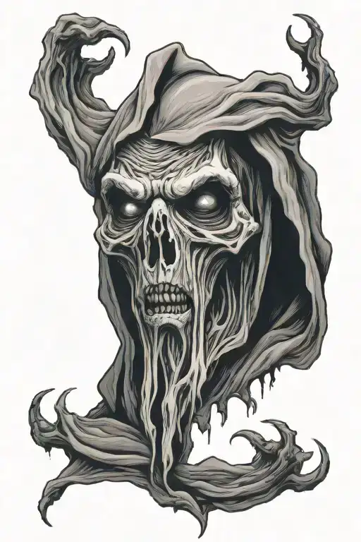 dementor from harry potter with other harry potter theme chin  tattoo design idea