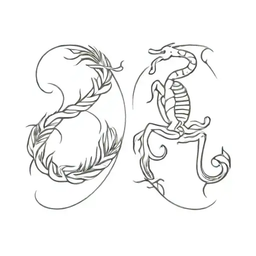 scorpio and leo zodiac sign tattoo design idea