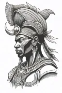 african warrior with crown  tattoo design idea