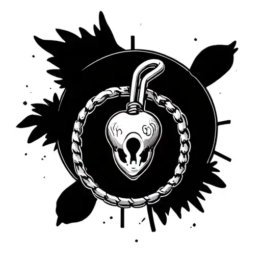 create a masculine male tattoo to represent a male locked in male chastity device. generate a picture with out a body. m tattoo design idea