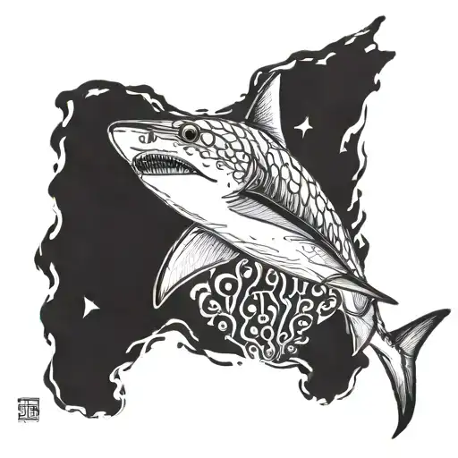 black tip reef shark tattoo design idea