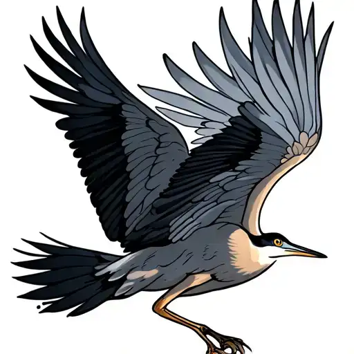 heron flying tattoo design idea