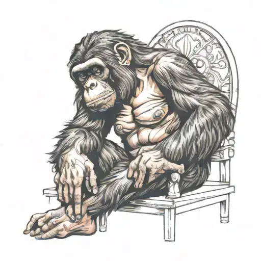 ape sitting tattoo design idea