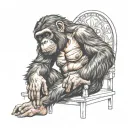 ape sitting tattoo design idea
