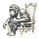 ape sitting tattoo design idea