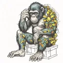 ape sitting tattoo design idea