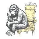 ape sitting tattoo design idea