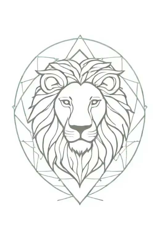 lion face heart chakra tattoo design idea