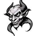 old school Black devil simple tattoo design idea
