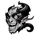 old school Black devil simple tattoo design idea