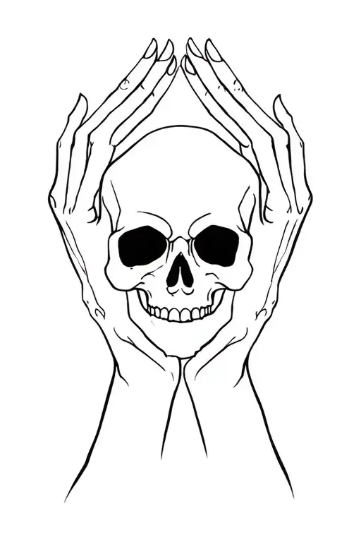 skull hands script tattoo design idea