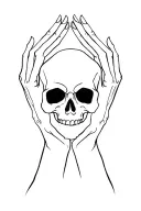 skull hands script tattoo design idea