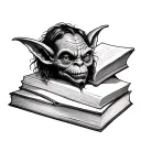 books goblin tattoo design idea