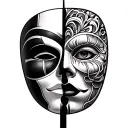 two faced mask tattoo design idea