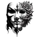 two faced mask tattoo design idea