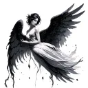 fall angel kintsugi  tattoo design idea