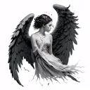 fall angel kintsugi  tattoo design idea