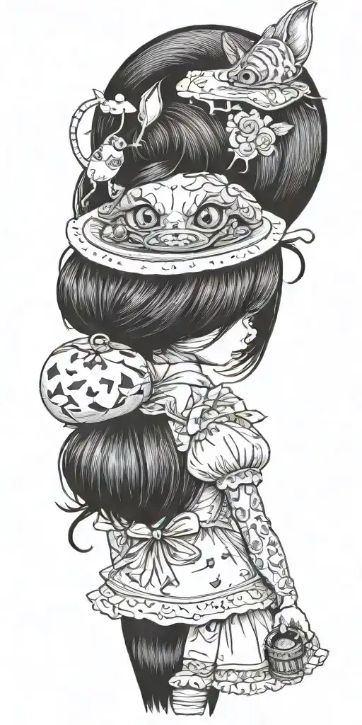 descent into madness Fran Bow Alice in wonderland tattoo design idea