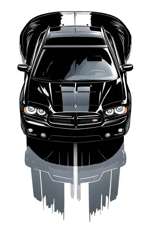 black 2010 dodge charger rt tattoo design idea