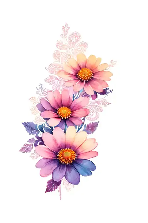 3d flannel flower lace and paisley pattern tattoo design idea