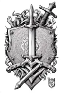 Scottish war sword shield tattoo design idea