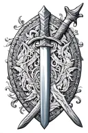 Scottish war sword shield tattoo design idea