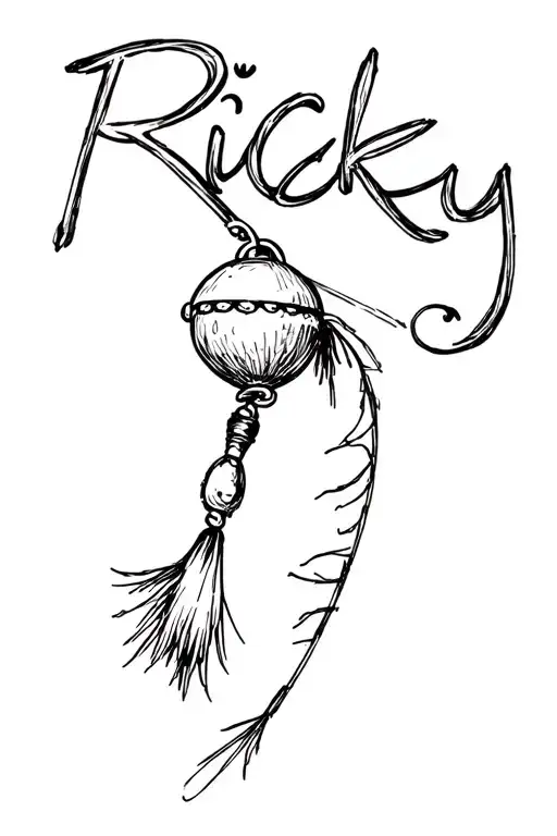 fishing bobber with Ricky written on it tattoo design idea