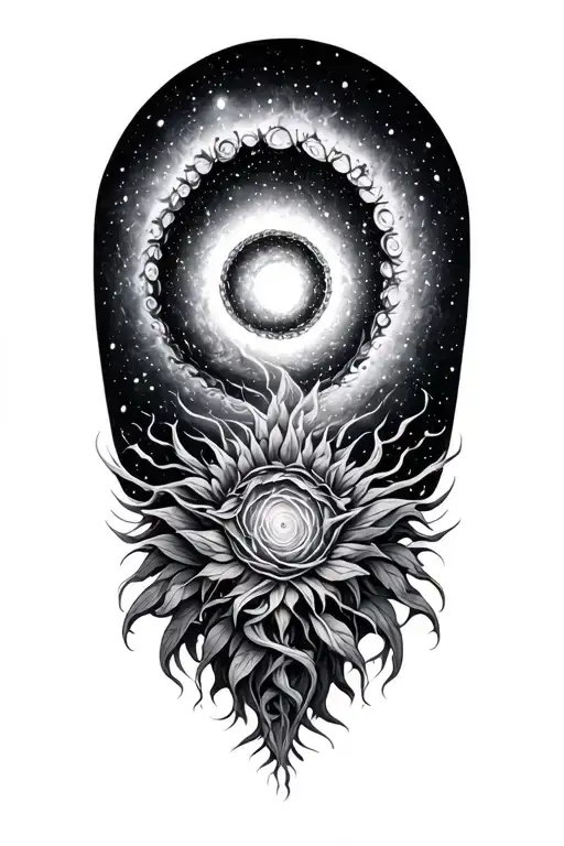 ayahuasca inspired with spiral galaxy tattoo design idea