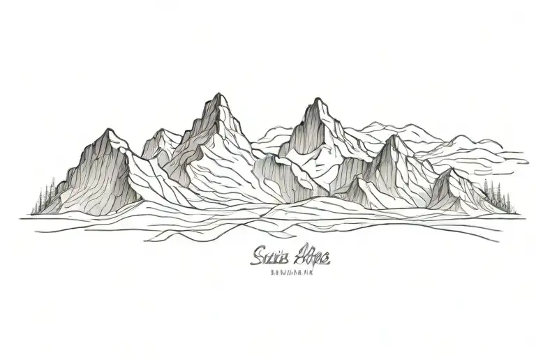 swiss alps mountain range tattoo design idea
