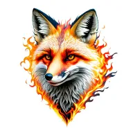 running fox fire music heart tattoo design idea