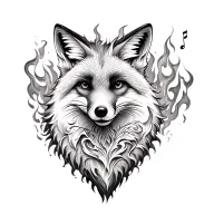running fox fire music heart tattoo design idea