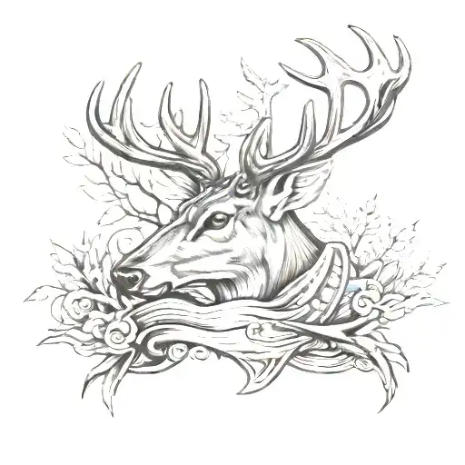 deer hunting and bass fishing tattoo design idea