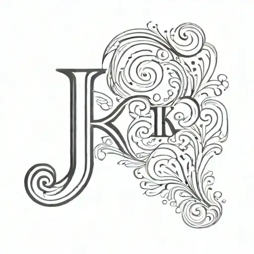 Initials K A and a heart tattoo design idea