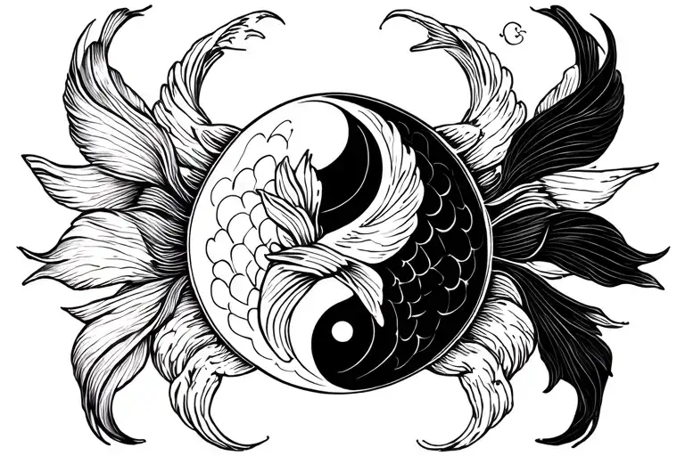 Koi Fish Yin yang Symbol tattoo design idea