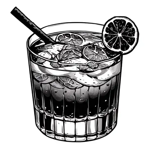 Great Lakes old fashioned cocktail  tattoo design idea