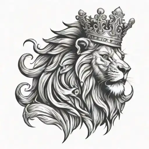 roaring lion wearing a crown rasta tattoo design idea