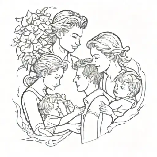 matching tattoo for 4 people. Mom, Dad and 2 sons tattoo design idea
